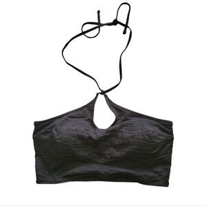 Aerie Bandaeu Halter Swim Top In Black Size Medium